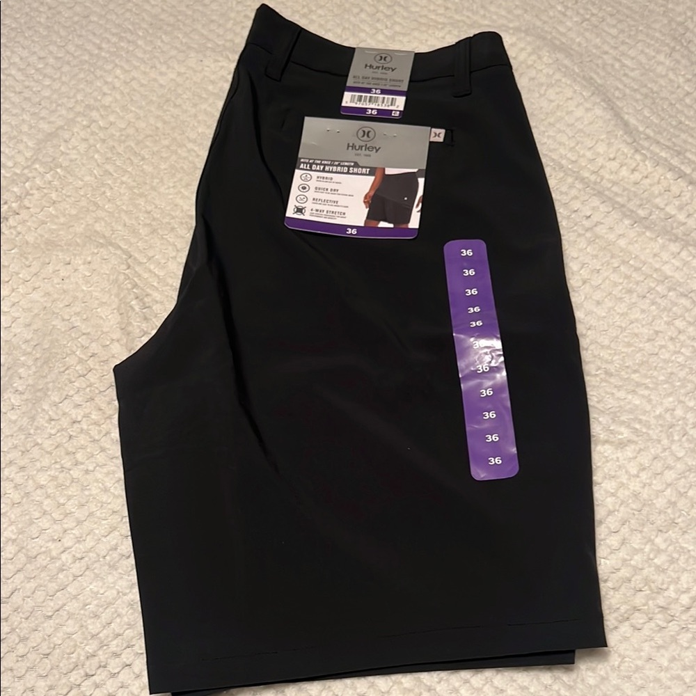 New Hurley Black Flat Front Shorts for Versatile Style